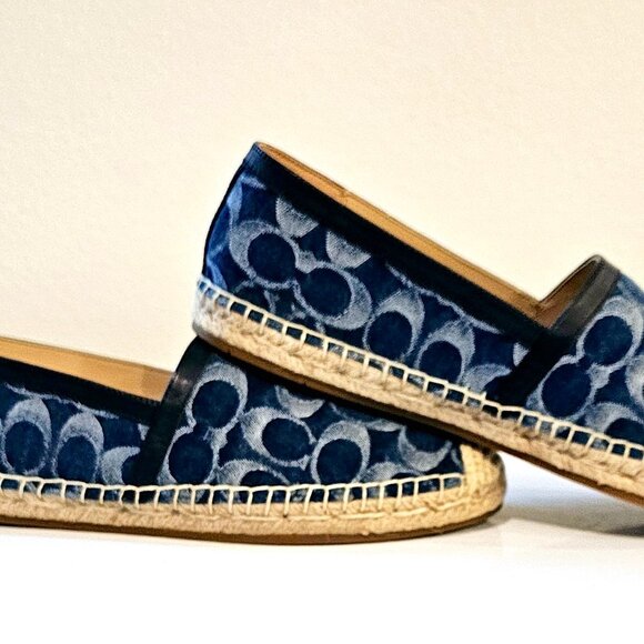 Coach Womens Collins Denim Espadrilles Slip Shoe Size 8 Navy Signature Canvas - Picture 5 of 9